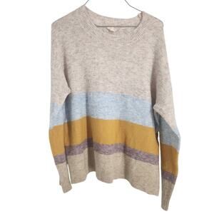Hem & Thread Striped Color Block Sweater Womens Size Large L